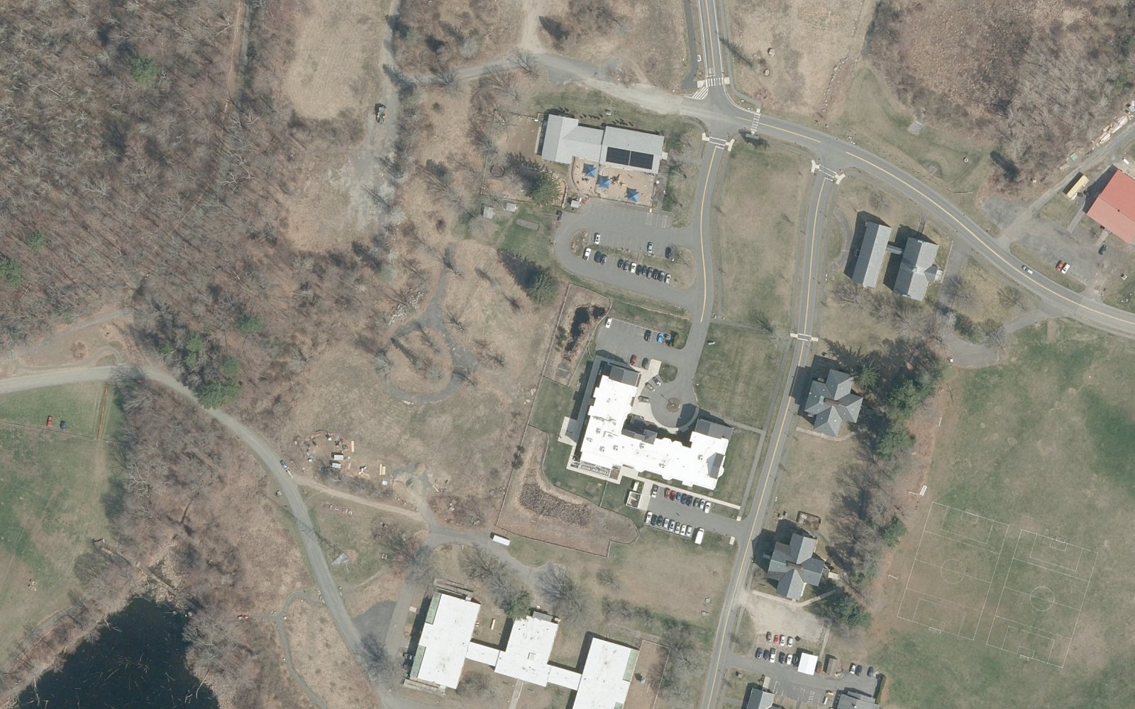 Spring 2025 aerial view of the established Carriage Grove neighborhood
